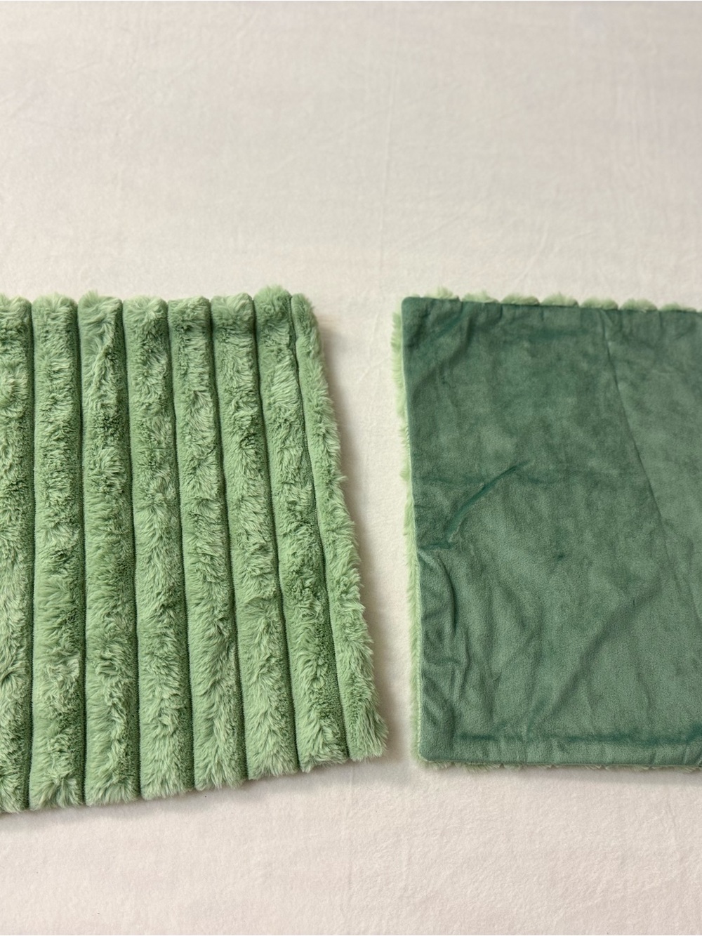 Set of 2 Sage Green Boho Cottage Core Decorative Throw Pillow Covers Faux Fur